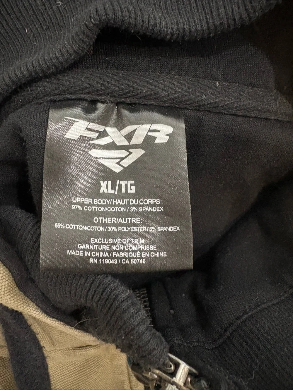 FXR Black & Tan Colorblock Full-Zip Hoodie Size XL